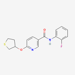 molecular formula C16H15FN2O2S B2434130 N-(2-fluorophenyl)-6-(thiolan-3-yloxy)pyridine-3-carboxamide CAS No. 2034272-78-9