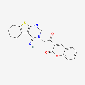 molecular formula C21H17N3O3S B2434131 3-[(4-imino-5,6,7,8-tetrahydro[1]benzothieno[2,3-d]pyrimidin-3(4H)-yl)acetyl]-2H-chromen-2-one CAS No. 1989757-98-3