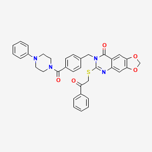 6-((2-oxo-2-phenylethyl)thio)-7-(4-(4-phenylpiperazine-1-carbonyl)benzyl)-[1,3]dioxolo[4,5-g]quinazolin-8(7H)-one