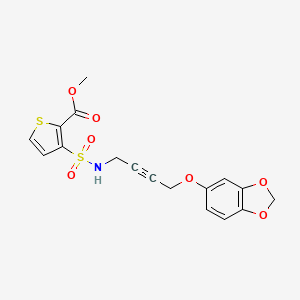 molecular formula C17H15NO7S2 B2434200 methyl 3-(N-(4-(benzo[d][1,3]dioxol-5-yloxy)but-2-yn-1-yl)sulfamoyl)thiophene-2-carboxylate CAS No. 1448035-04-8