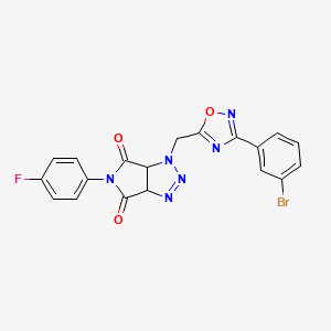 molecular formula C19H12BrFN6O3 B2434217 1-{[3-(3-bromophenyl)-1,2,4-oxadiazol-5-yl]methyl}-5-(4-fluorophenyl)-1H,3aH,4H,5H,6H,6aH-pyrrolo[3,4-d][1,2,3]triazole-4,6-dione CAS No. 1207033-76-8