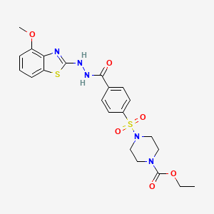 molecular formula C22H25N5O6S2 B2434233 Ethyl 4-((4-(2-(4-methoxybenzo[d]thiazol-2-yl)hydrazinecarbonyl)phenyl)sulfonyl)piperazine-1-carboxylate CAS No. 851978-40-0