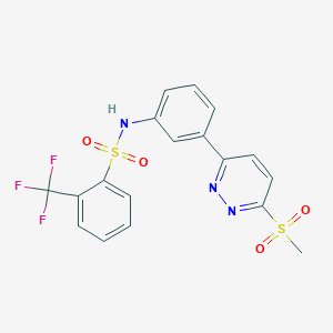 molecular formula C18H14F3N3O4S2 B2434306 N-[3-(6-methanesulfonylpyridazin-3-yl)phenyl]-2-(trifluoromethyl)benzene-1-sulfonamide CAS No. 1005304-04-0
