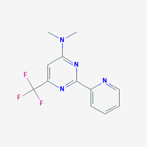 molecular formula C12H11F3N4 B2434326 N,N-dimethyl-2-(2-pyridinyl)-6-(trifluoromethyl)-4-pyrimidinamine CAS No. 338418-11-4