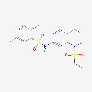 molecular formula C19H24N2O4S2 B2434339 N-[1-(ethanesulfonyl)-1,2,3,4-tetrahydroquinolin-7-yl]-2,5-dimethylbenzene-1-sulfonamide CAS No. 946374-23-8