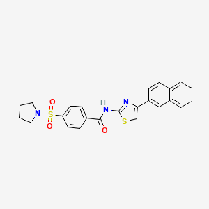 molecular formula C24H21N3O3S2 B2434362 N-(4-(naphthalen-2-yl)thiazol-2-yl)-4-(pyrrolidin-1-ylsulfonyl)benzamide CAS No. 325977-70-6