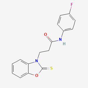 molecular formula C16H13FN2O2S B2434412 N-(4-fluorophenyl)-3-(2-sulfanylidene-2,3-dihydro-1,3-benzoxazol-3-yl)propanamide CAS No. 452062-43-0