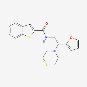 molecular formula C19H20N2O2S2 B2434470 N-(2-(furan-2-yl)-2-thiomorpholinoethyl)benzo[b]thiophene-2-carboxamide CAS No. 2034398-77-9