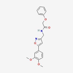 molecular formula C20H20N2O5 B2434516 N-((5-(3,4-dimethoxyphenyl)isoxazol-3-yl)methyl)-2-phenoxyacetamide CAS No. 953233-17-5