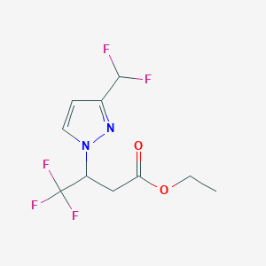 molecular formula C10H11F5N2O2 B2434543 Ethyl 3-[3-(difluoromethyl)pyrazol-1-yl]-4,4,4-trifluorobutanoate CAS No. 2054953-10-3