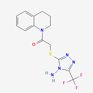 B2434586 2-((4-amino-5-(trifluoromethyl)-4H-1,2,4-triazol-3-yl)thio)-1-(3,4-dihydroquinolin-1(2H)-yl)ethanone CAS No. 686281-41-4