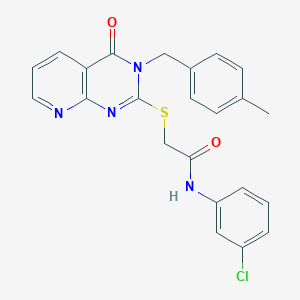 molecular formula C23H19ClN4O2S B2434636 N-(3-chlorophenyl)-2-({3-[(4-methylphenyl)methyl]-4-oxo-3H,4H-pyrido[2,3-d]pyrimidin-2-yl}sulfanyl)acetamide CAS No. 902911-13-1