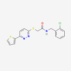 molecular formula C17H14ClN3OS2 B2434637 N-[(2-CHLOROPHENYL)METHYL]-2-{[6-(THIOPHEN-2-YL)PYRIDAZIN-3-YL]SULFANYL}ACETAMIDE CAS No. 872704-79-5