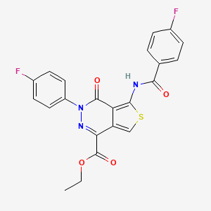 molecular formula C22H15F2N3O4S B2434640 ethyl 5-(4-fluorobenzamido)-3-(4-fluorophenyl)-4-oxo-3H,4H-thieno[3,4-d]pyridazine-1-carboxylate CAS No. 851949-28-5