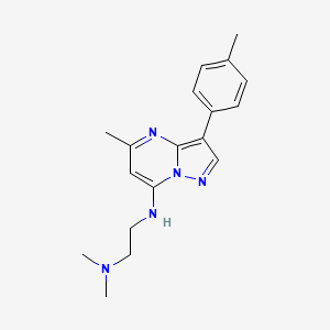 molecular formula C18H23N5 B2434713 N-[2-(DIMETHYLAMINO)ETHYL]-5-METHYL-3-(4-METHYLPHENYL)PYRAZOLO[1,5-A]PYRIMIDIN-7-AMINE CAS No. 900278-65-1