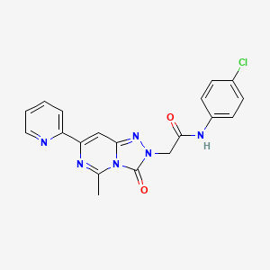 molecular formula C19H15ClN6O2 B2434772 N-(4-chlorophenyl)-2-[5-methyl-3-oxo-7-(pyridin-2-yl)-2H,3H-[1,2,4]triazolo[4,3-c]pyrimidin-2-yl]acetamide CAS No. 1251634-76-0