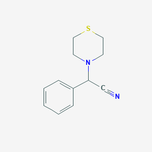 molecular formula C12H14N2S B2434829 2-Phenyl-2-thiomorpholinoacetonitrile CAS No. 128407-23-8