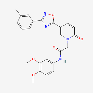 molecular formula C24H22N4O5 B2434904 N-(3,4-dimethoxyphenyl)-2-{5-[3-(3-methylphenyl)-1,2,4-oxadiazol-5-yl]-2-oxo-1,2-dihydropyridin-1-yl}acetamide CAS No. 1326846-53-0