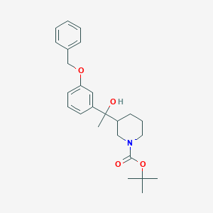 molecular formula C25H33NO4 B2434933 Tert-butyl 3-{1-[3-(benzyloxy)phenyl]-1-hydroxyethyl}piperidine-1-carboxylate CAS No. 2108802-14-6