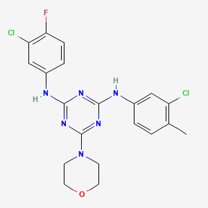 molecular formula C20H19Cl2FN6O B2434941 N2-(3-chloro-4-fluorophenyl)-N4-(3-chloro-4-methylphenyl)-6-(morpholin-4-yl)-1,3,5-triazine-2,4-diamine CAS No. 898617-78-2