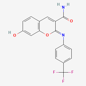 (2Z)-7-hydroxy-2-{[4-(trifluoromethyl)phenyl]imino}-2H-chromene-3-carboxamide