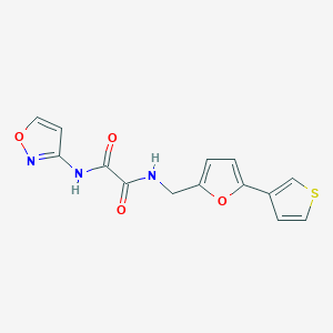 molecular formula C14H11N3O4S B2435010 N1-(isoxazol-3-yl)-N2-((5-(thiophen-3-yl)furan-2-yl)methyl)oxalamide CAS No. 2034486-76-3