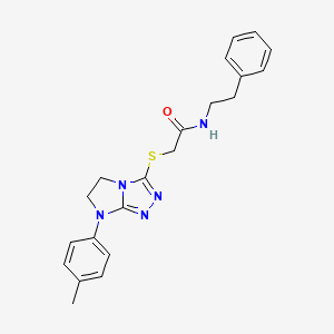 molecular formula C21H23N5OS B2435014 N-phenethyl-2-((7-(p-tolyl)-6,7-dihydro-5H-imidazo[2,1-c][1,2,4]triazol-3-yl)thio)acetamide CAS No. 921540-05-8
