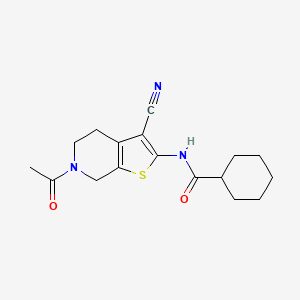 molecular formula C17H21N3O2S B2435018 N-(6-acetyl-3-cyano-4,5,6,7-tetrahydrothieno[2,3-c]pyridin-2-yl)cyclohexanecarboxamide CAS No. 864858-67-3