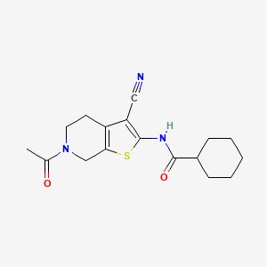 N-(6-acetyl-3-cyano-4,5,6,7-tetrahydrothieno[2,3-c]pyridin-2-yl)cyclohexanecarboxamide
