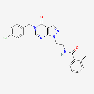 molecular formula C22H20ClN5O2 B2435024 N-(2-(5-(4-chlorobenzyl)-4-oxo-4,5-dihydro-1H-pyrazolo[3,4-d]pyrimidin-1-yl)ethyl)-2-methylbenzamide CAS No. 922056-55-1
