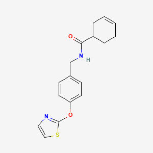molecular formula C17H18N2O2S B2435025 N-(4-(thiazol-2-yloxy)benzyl)cyclohex-3-enecarboxamide CAS No. 2034378-36-2
