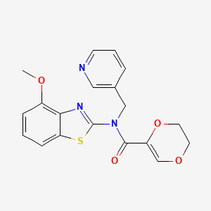 molecular formula C19H17N3O4S B2435039 N-(4-methoxybenzo[d]thiazol-2-yl)-N-(pyridin-3-ylmethyl)-5,6-dihydro-1,4-dioxine-2-carboxamide CAS No. 895006-34-5
