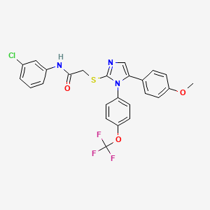 molecular formula C25H19ClF3N3O3S B2435075 N-(3-chlorophenyl)-2-((5-(4-methoxyphenyl)-1-(4-(trifluoromethoxy)phenyl)-1H-imidazol-2-yl)thio)acetamide CAS No. 1226426-77-2