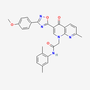 molecular formula C28H25N5O4 B2435085 N-(2,5-dimethylphenyl)-2-{3-[3-(4-methoxyphenyl)-1,2,4-oxadiazol-5-yl]-7-methyl-4-oxo-1,4-dihydro-1,8-naphthyridin-1-yl}acetamide CAS No. 1112367-90-4