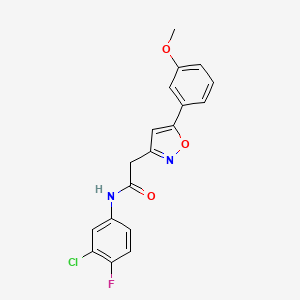 molecular formula C18H14ClFN2O3 B2435105 N-(3-chloro-4-fluorophenyl)-2-[5-(3-methoxyphenyl)-1,2-oxazol-3-yl]acetamide CAS No. 953253-10-6