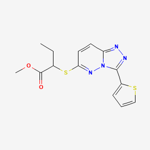 molecular formula C14H14N4O2S2 B2435128 methyl 2-{[3-(thiophen-2-yl)-[1,2,4]triazolo[4,3-b]pyridazin-6-yl]sulfanyl}butanoate CAS No. 868967-05-9