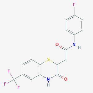 molecular formula C17H12F4N2O2S B2435130 N-(4-fluorophenyl)-2-[3-oxo-6-(trifluoromethyl)-3,4-dihydro-2H-1,4-benzothiazin-2-yl]acetamide CAS No. 325854-82-8