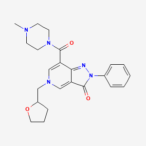 molecular formula C23H27N5O3 B2435166 7-(4-methylpiperazine-1-carbonyl)-2-phenyl-5-((tetrahydrofuran-2-yl)methyl)-2H-pyrazolo[4,3-c]pyridin-3(5H)-one CAS No. 921850-62-6