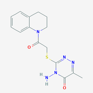 molecular formula C15H17N5O2S B2435171 4-amino-6-methyl-3-{[2-oxo-2-(1,2,3,4-tetrahydroquinolin-1-yl)ethyl]sulfanyl}-4,5-dihydro-1,2,4-triazin-5-one CAS No. 730940-56-4