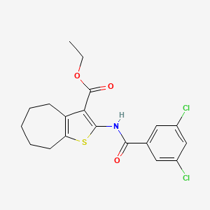 molecular formula C19H19Cl2NO3S B2435174 ethyl 2-(3,5-dichlorobenzamido)-4H,5H,6H,7H,8H-cyclohepta[b]thiophene-3-carboxylate CAS No. 477504-67-9