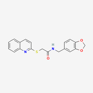 molecular formula C19H16N2O3S B2435214 N-[(2H-1,3-benzodioxol-5-yl)methyl]-2-(quinolin-2-ylsulfanyl)acetamide CAS No. 438486-26-1