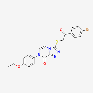 molecular formula C21H17BrN4O3S B2435237 3-{[2-(4-bromophenyl)-2-oxoethyl]sulfanyl}-7-(4-ethoxyphenyl)-7H,8H-[1,2,4]triazolo[4,3-a]pyrazin-8-one CAS No. 1223821-07-5