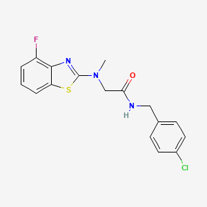 molecular formula C17H15ClFN3OS B2435264 N-(4-chlorobenzyl)-2-((4-fluorobenzo[d]thiazol-2-yl)(methyl)amino)acetamide CAS No. 1396878-71-9