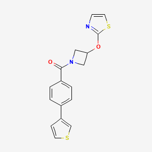 B2435281 (3-(Thiazol-2-yloxy)azetidin-1-yl)(4-(thiophen-3-yl)phenyl)methanone CAS No. 1797287-39-8