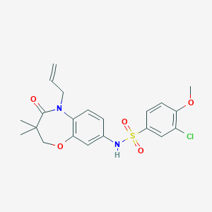 molecular formula C21H23ClN2O5S B2435292 N-(5-allyl-3,3-dimethyl-4-oxo-2,3,4,5-tetrahydrobenzo[b][1,4]oxazepin-8-yl)-3-chloro-4-methoxybenzenesulfonamide CAS No. 922123-87-3