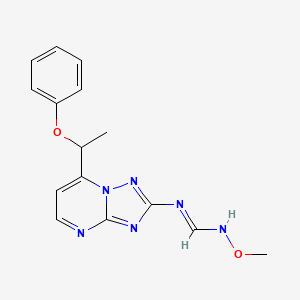 (E)-N'-methoxy-N-[7-(1-phenoxyethyl)-[1,2,4]triazolo[1,5-a]pyrimidin-2-yl]methanimidamide