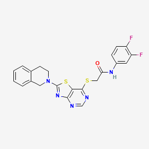 molecular formula C22H17F2N5OS2 B2435333 N-(3,4-difluorophenyl)-2-{[2-(1,2,3,4-tetrahydroisoquinolin-2-yl)-[1,3]thiazolo[4,5-d]pyrimidin-7-yl]sulfanyl}acetamide CAS No. 1185143-87-6
