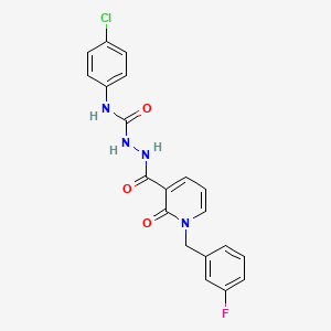 molecular formula C20H16ClFN4O3 B2435335 N-(4-chlorophenyl)-2-(1-(3-fluorobenzyl)-2-oxo-1,2-dihydropyridine-3-carbonyl)hydrazinecarboxamide CAS No. 1105206-20-9