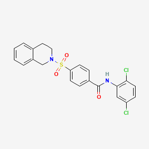 molecular formula C22H18Cl2N2O3S B2435347 N-(2,5-dichlorophenyl)-4-(3,4-dihydro-1H-isoquinolin-2-ylsulfonyl)benzamide CAS No. 476326-23-5