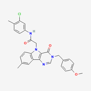 molecular formula C28H25ClN4O3 B2435367 N-(3-chloro-4-methylphenyl)-2-(3-(4-methoxybenzyl)-8-methyl-4-oxo-3H-pyrimido[5,4-b]indol-5(4H)-yl)acetamide CAS No. 1189426-91-2